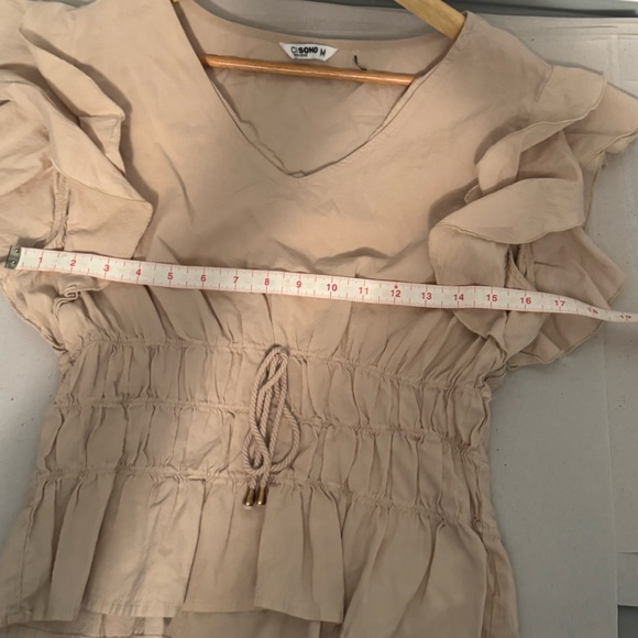 Ci Sono Women's Beige Ruffle Sleeve Blouse 100%cotton - Picture 7 of 10